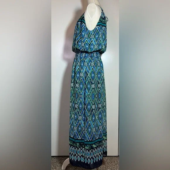 Enfocus Studio Maxi Sundress Women’s Size 14P Blue/Green - Picture 3 of 7
